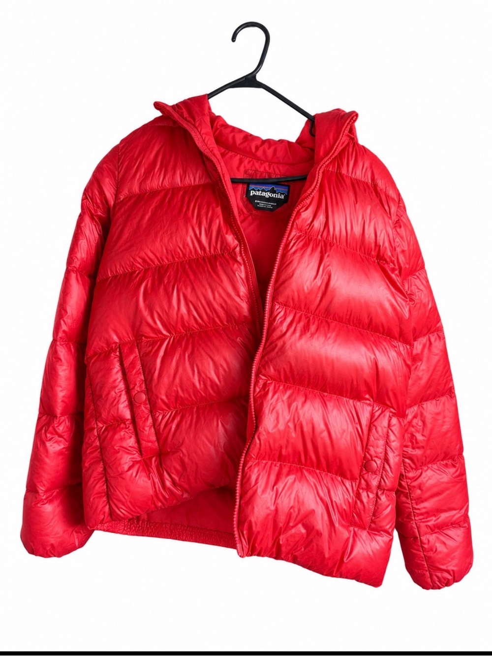 Patagonia Womens Bright Red Puffy Hooded Jacket